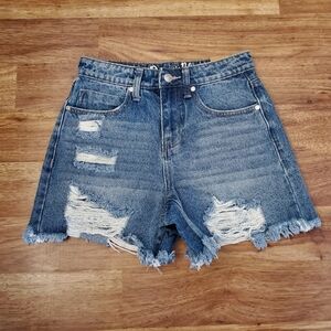 NEW Organic Blue Jean Shorts Size 1/25 Vintage Hi-Rise Distressed